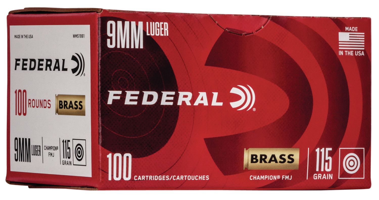 eral WM51991 Champion Training 9mm Luger 115 Gr Full Metal Jacket (FMJ) Ammo