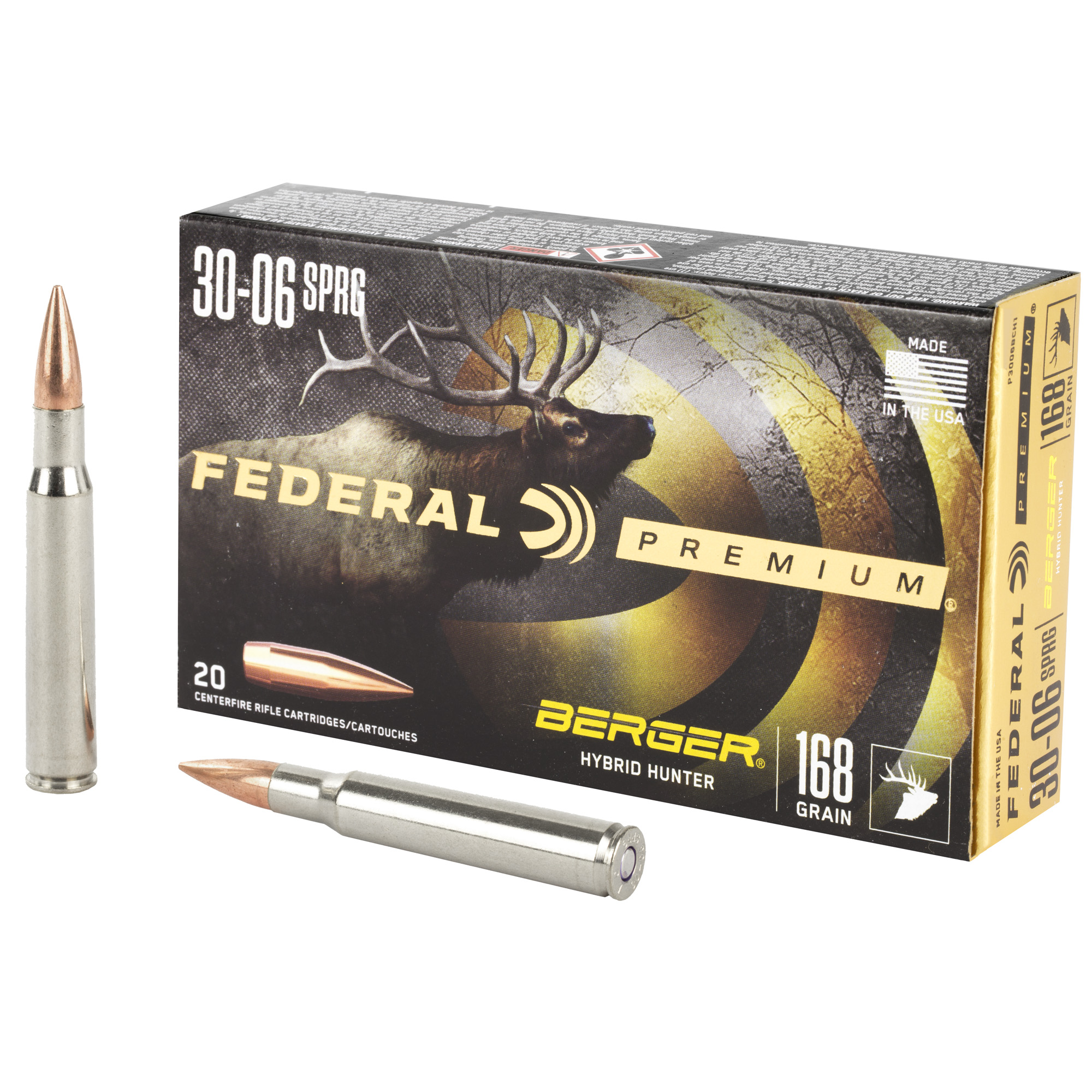 eral Premium Rifle 30-06 Sprg. 168 Gr. Berger Hybrid Hunter 20 Rd. Ammo